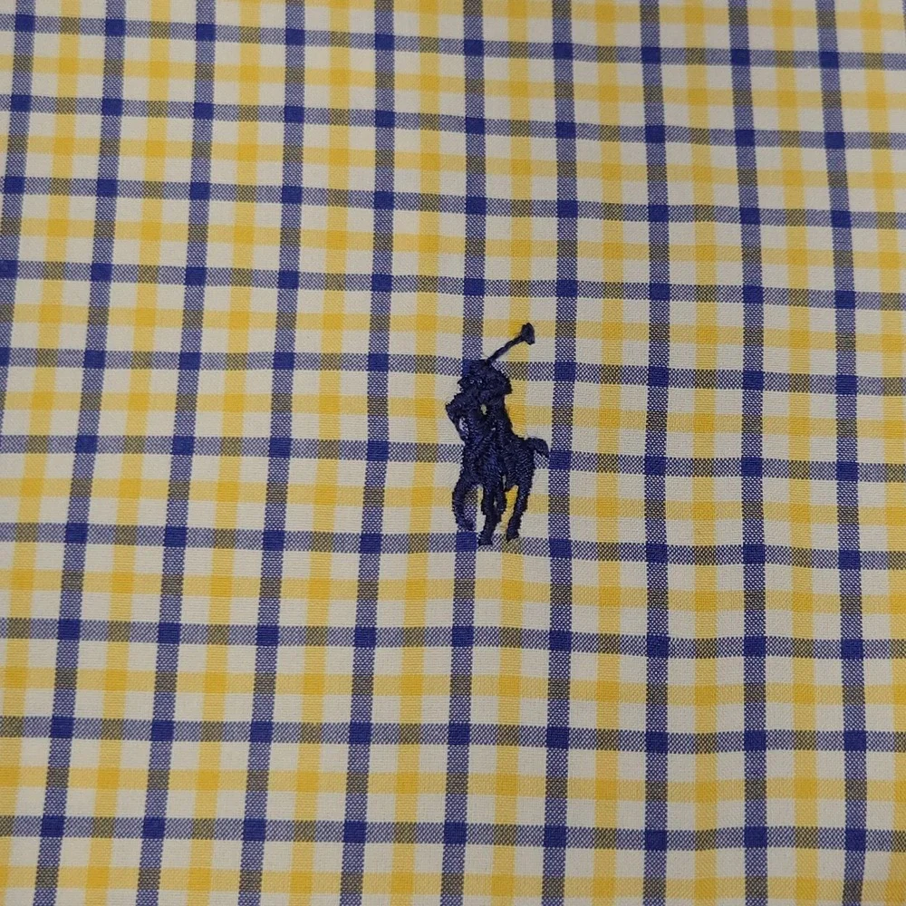 Vintage Polo Ralph Lauren Button Shirt Men's XL Yellow Blue Plaid 90s Preppy